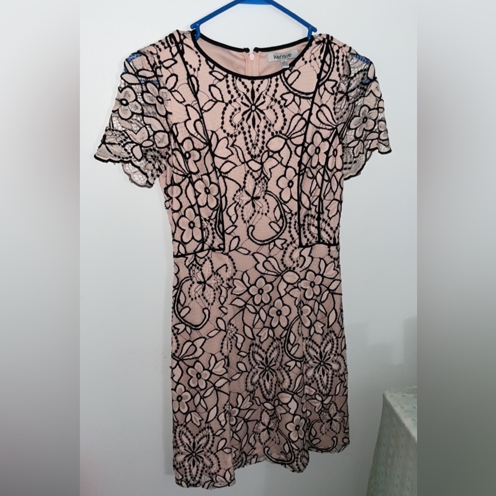 Kensie Light Pink and Black Embroidered Dress Size 2